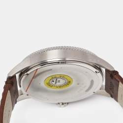Boss By Hugo Boss Silver Stinless Steel Leather Pilot Edition HB.279.1.14.2872 Men's Wristwatch 44 mm