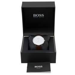 Hugo Boss White Stainless Steel Leather HB.274.1.14.3164 Quartz Men's Wristwatch 40 mm