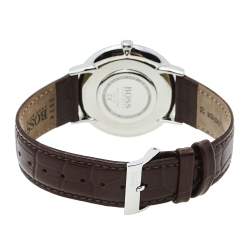 Hugo Boss White Stainless Steel Leather HB.274.1.14.3164 Quartz Men's Wristwatch 40 mm