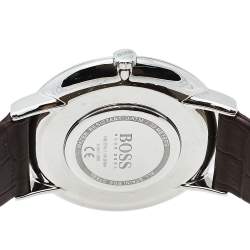 Hugo Boss White Stainless Steel Leather HB.274.1.14.3164 Quartz Men's Wristwatch 40 mm