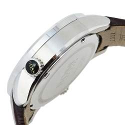 Pre Owned Hugo Boss Silver Stainless Steel Leather 1512739 Men's Wristwatch 44 mm 