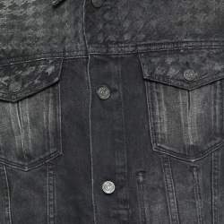 Boss Orange by Hugo Boss Grey Houndstooth Print Denim Button Front Jacket M