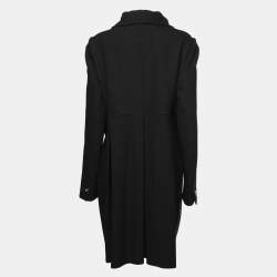Pre Owned Boss Orange By Hugo Boss Black Virgin Wool Long Coat L