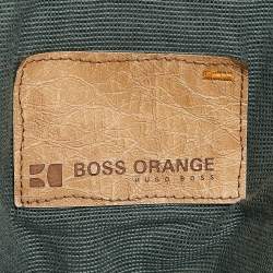 Pre Owned Boss Orange by Hugo Boss Brown Leather Zip-Up Jacket L