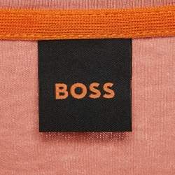 مملوكة مسبقًا تِي شيرت بوس أورانج باي هوغو بوس قطن خوخي وردي جيرسي تي قصص مقاس كبير - لارج