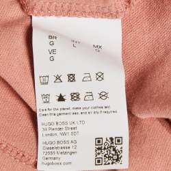 مملوكة مسبقًا تِي شيرت بوس أورانج باي هوغو بوس قطن خوخي وردي جيرسي تي قصص مقاس كبير - لارج