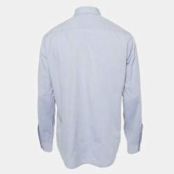 Pre Owned Boss Orange By Hugo Boss Blue Cotton Full Sleeve Shirt L  