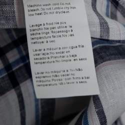 Boss Orange by Hugo Boss White and Blue Check Print Linen Short Sleeves Shirt S