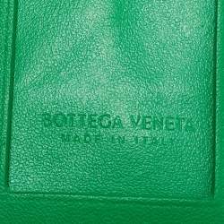 Pre Owned Bottega Veneta Green Intrecciato Leather Cassette Badge Holder