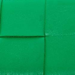 Pre Owned Bottega Veneta Green Intrecciato Leather Cassette Badge Holder