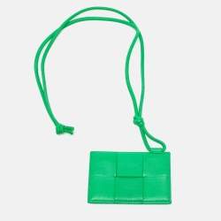 Bottega Veneta Green Intrecciato Leather Cassette Badge Holder