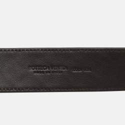 Pre Owned حزام بوتيغا فينيتا جلد إنترشياتو بني إبزيم 85 سم