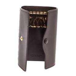 Bottega Veneta Dark Brown Intrecciato Leather Key Holder