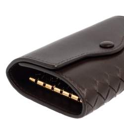 Bottega Veneta Dark Brown Intrecciato Leather Key Holder