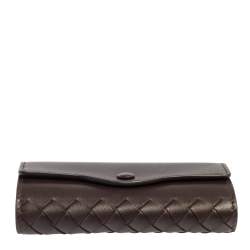 Bottega Veneta Dark Brown Intrecciato Leather Key Holder