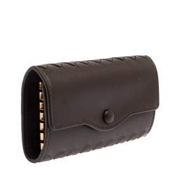 Bottega Veneta Dark Brown Intrecciato Leather Key Holder