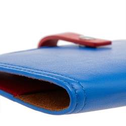 Bottega Veneta Blue/Red Leather Passport Holder 