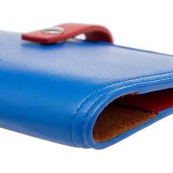 Bottega Veneta Blue/Red Leather Passport Holder 