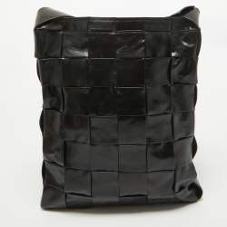 Bottega Veneta Black Intreccio Leather Cassette Messenger Bag