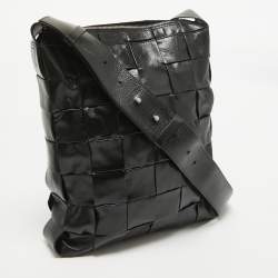 Bottega Veneta Black Intreccio Leather Cassette Messenger Bag