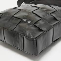 Bottega Veneta Black Intreccio Leather Cassette Messenger Bag