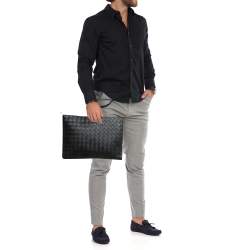 Bottega Veneta Black Intrecciato Leather Pouch