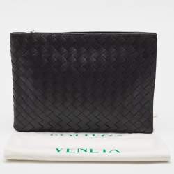 Bottega Veneta Black Intrecciato Leather Pouch