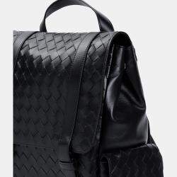 Bottega Veneta Black Intrecciato Leather Backpack Bag