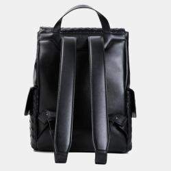 Bottega Veneta Black Leather Intrecciato Leather Backpack