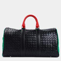 Bottega Veneta Black Parakeet Calf Leather Colorblock Duffle Bag