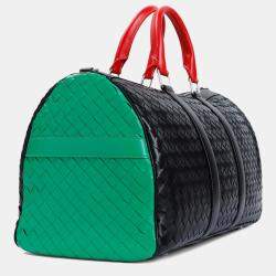 Bottega Veneta Black Parakeet Calf Leather Colorblock Duffle Bag