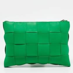Bottega Veneta Green Maxi Intrecciato Rubber Pouch
