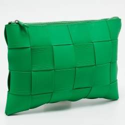 Bottega Veneta Green Maxi Intrecciato Rubber Pouch