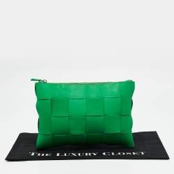 Bottega Veneta Green Maxi Intrecciato Rubber Pouch