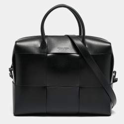 Bottega Veneta Black Intrecciato Arco Briefcase Bag