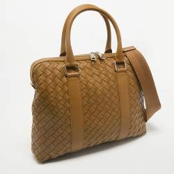 Bottega Veneta Tan Intrecciato Leather Briefcase
