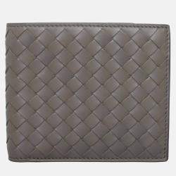 Bottega Veneta Grey Leather Intrecciato Wallet