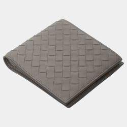 Bottega Veneta Grey Leather Intrecciato Wallet