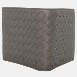 Bottega Veneta Grey Leather Intrecciato Wallet