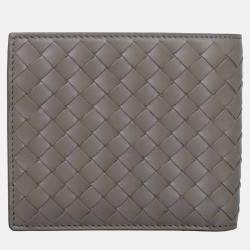 Bottega Veneta Grey Leather Intrecciato Wallet