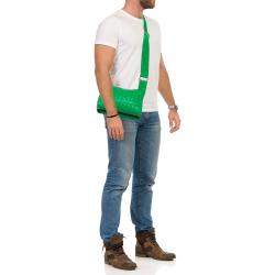 Pre Owned Bottega Veneta Green Intrecciato Leather Duo Shoulder Bag