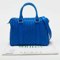 Bottega Veneta Blue Intrecciato Leather Slim Briefcase