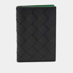 Pre Owned Bottega Veneta Black Intrecciato Leather Bifold Card Holder
