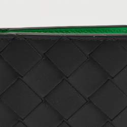 Pre Owned Bottega Veneta Black Intrecciato Leather Bifold Card Holder