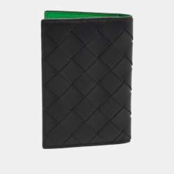 Pre Owned Bottega Veneta Black Intrecciato Leather Bifold Card Holder