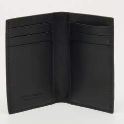 Pre Owned Bottega Veneta Black Intrecciato Leather Bifold Card Holder