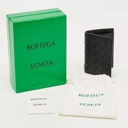 Pre Owned Bottega Veneta Black Intrecciato Leather Bifold Card Holder