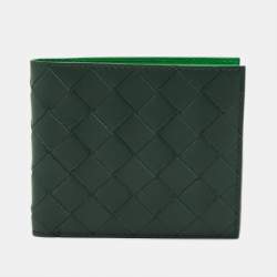 مملوكة مسبقًا Bottega Veneta Dark Green Intrecciato Leather Bifold Wallet