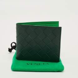 مملوكة مسبقًا Bottega Veneta Dark Green Intrecciato Leather Bifold Wallet