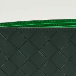 مملوكة مسبقًا Bottega Veneta Dark Green Intrecciato Leather Bifold Wallet